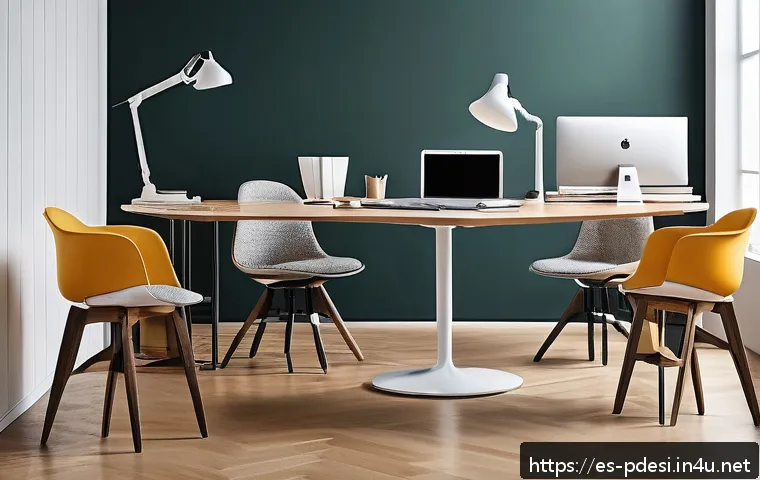 제품디자인 분야에서의 특허와 법적 이슈 - A modern ergonomic chair design showcased in a bright studio setting, emphasizing its unique curved ...